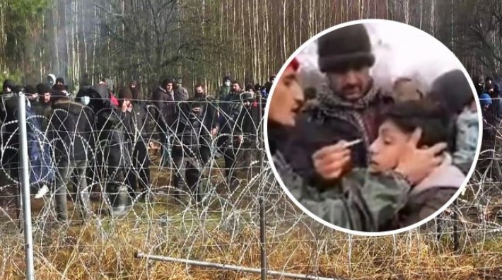 Мігранти на кордоні з Польщею змусили дитину плакати на камери: пускали в очі сигаретний дим (відео)