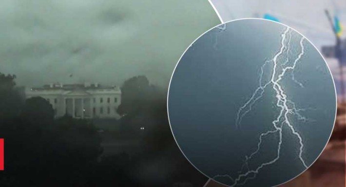Небо розрізало навпіл: моторошний удар блискавки поруч із Білим домом потрапив на відео