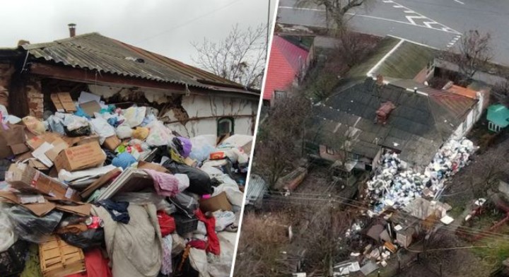 У Полтаві жінка 20 років тягне додому сміття з усього міста: видно лише дах (фото)