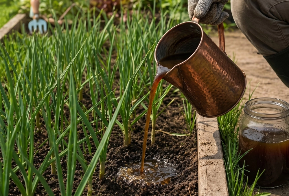 1 ложка на відро — і часник стрімко рушає в ріст! Секрет головного весняного підживлення